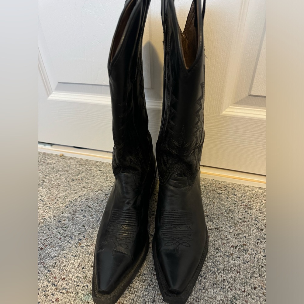 Nocona Black Leather Cowgirl Boots